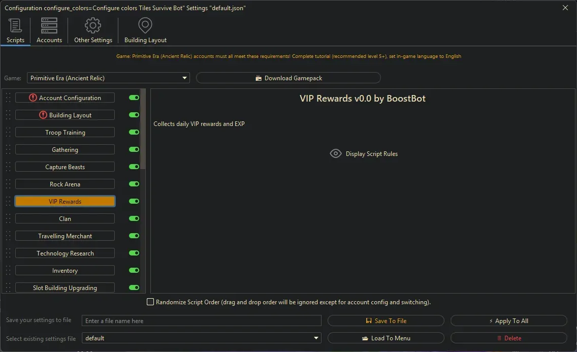 Primitive Era Bot - VIP Rewards