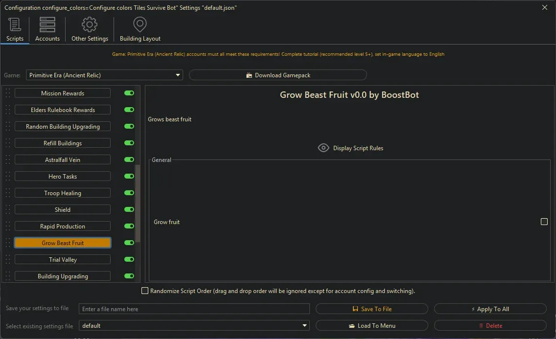 Primitive Era Bot - Grow Beast Fruit