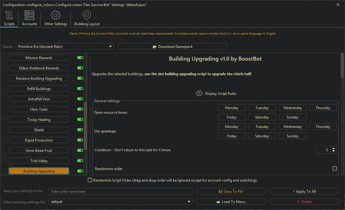 Primitive Era Bot - Building Upgrading