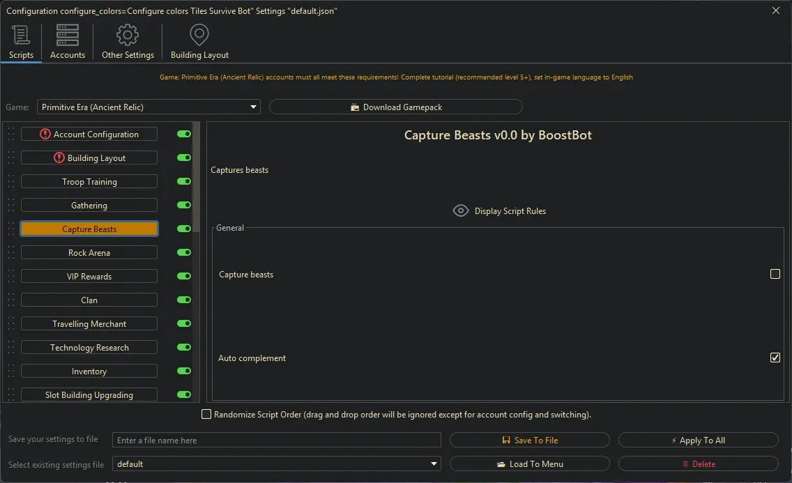 Primitive Era Bot - Capture Beasts