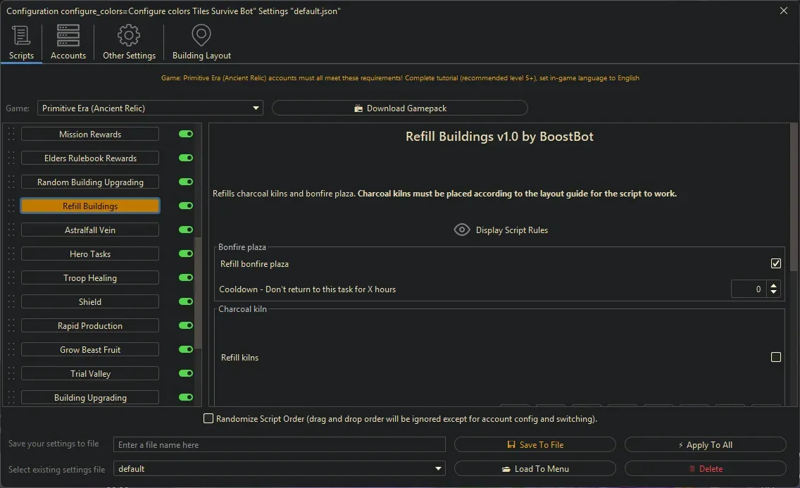 Primitive Era Bot - Refill Buildings