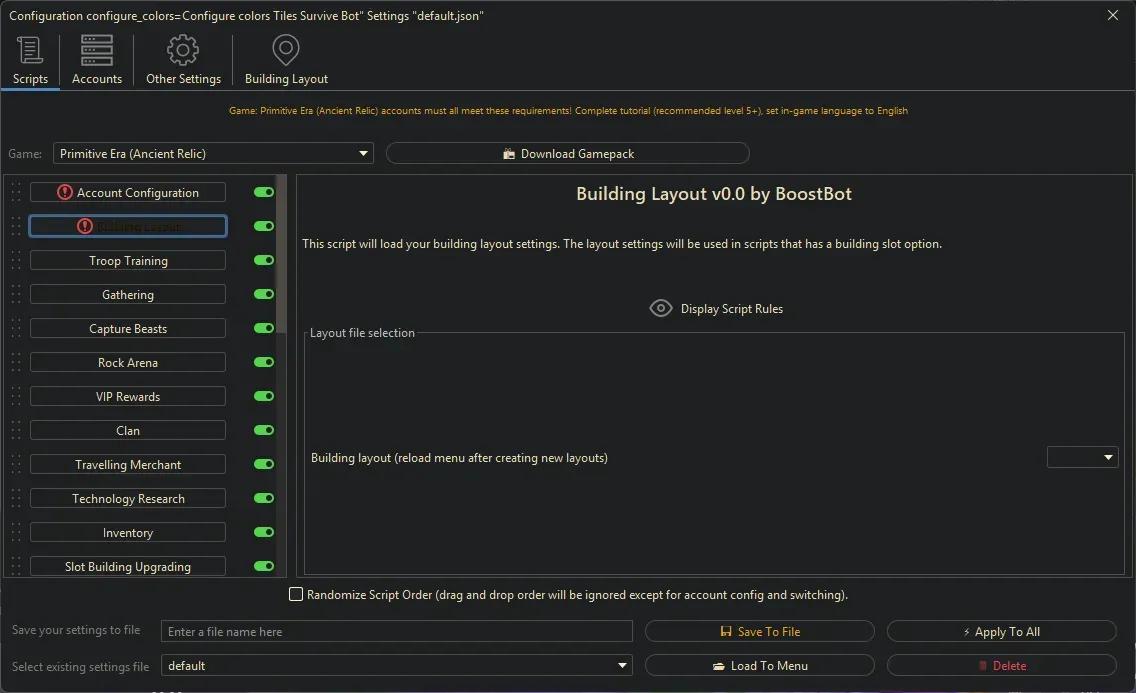 Primitive Era Bot - Building Layout