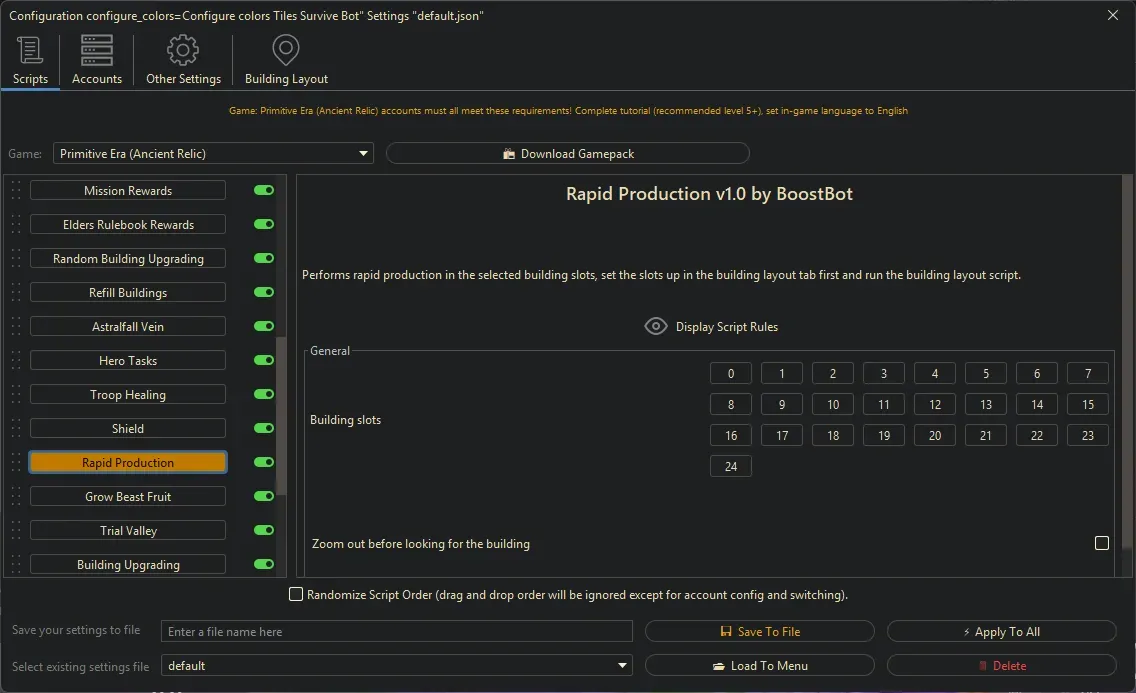 Primitive Era Bot - Hero Tasks