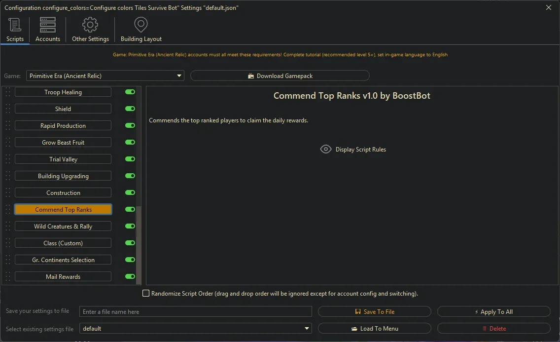 Primitive Era Bot - Commend Top Ranks