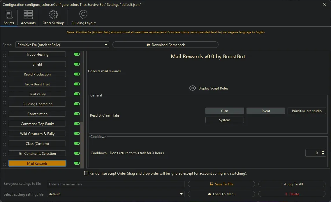Primitive Era Bot - Mail Rewards